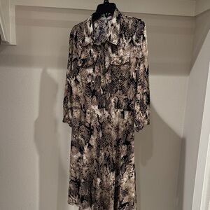 NY Collection Snake Print Dress - Black and Tan